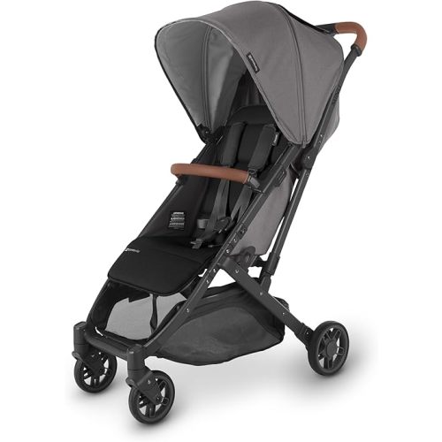 UPPAbaby Minu V2 Travel Stroller Lightweight, Portable Design One-Hand Fold Shoulder Strap and Leather Bumper Bar Included Greyson (Charcoal Mélange/Carbon Frame/Saddle Leather)