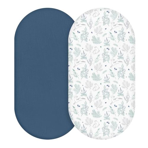 Amazon.com: Muslin Bassinet Fitted Sheets, 2 Pack for Baby Boy and Girl, Soft Breathable Stretchy Baby Pad/Mattress Sheet Set, Universal Fit for Hourglass Oval and Rectangle Bassinet Mattress (Natural Leaves) : Baby