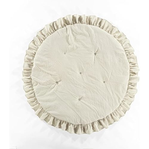 Lush Decor Baby Round Ruffle Play Mat, 36" Diameter, Neutral