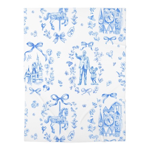 Baby Swaddle Blanket, Joyful Blue Newborn Wrap, Baby Shower Gift, Nursery Décor,Cute Infant Blanket,Disney Inspired,Walt,Mickey,Small World