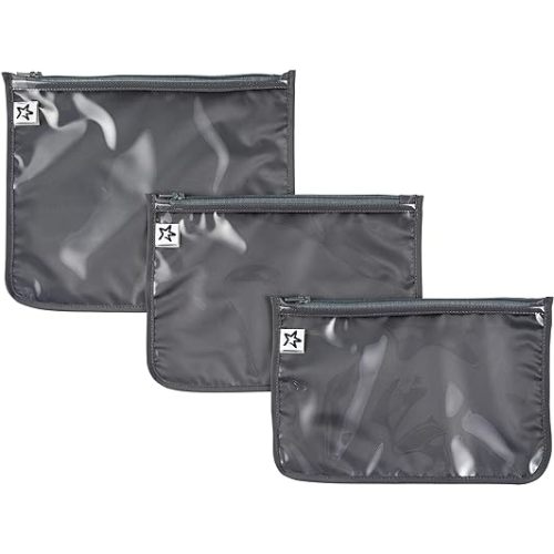 Tiny Twinkle Mess-proof Travel Bags, Airline Compliant, Zipper Closure, Clear Front Pouch, Diaper Bag Packing, Toiletry or Cosmetics Organizer 3 Pack Set