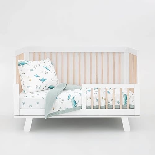 Little Unicorn Toddler Bedding 3-Piece Set | Super Soft & Breathable Muslin Fabric | for Convertible Cribs & Toddler Beds (Whales)