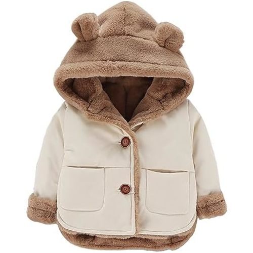 WEONEDREAM Toddler Baby Boys Girls Winter Fleece Jacket Small Kids Warm Hooded Outwear Coat