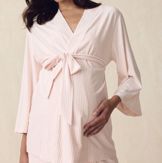LAKE | Women | DreamModal® Pajamas | English Rose Pencil Stripe Maternity Kimono Bundle