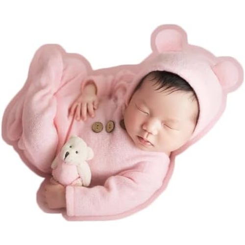 Zeroest Newborn Photography Outfit Baby Photoshoot Props Prince Infant Photo Prop Bear Outfits New Born Boy Hat Clothes Set