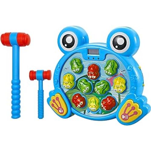 Think Gizmos TG702-B Frog Tape Hammering Bench with Hammer - Fun Gift for Kids Boys and Girls, Learning, Active Development, STEM Typing Toy for Toddlers