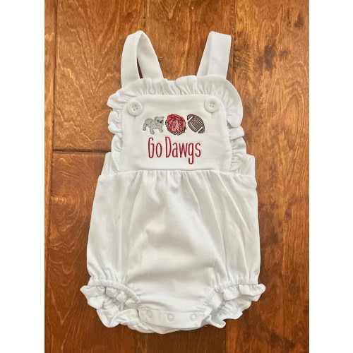 Georgia Football cotton embroidered sunsuit