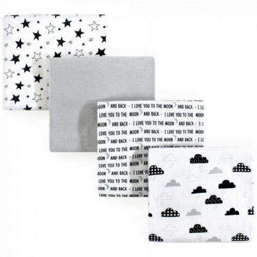 Hudson Baby Unisex Baby Cotton Flannel Receiving Blankets, Moon And Back, One Size