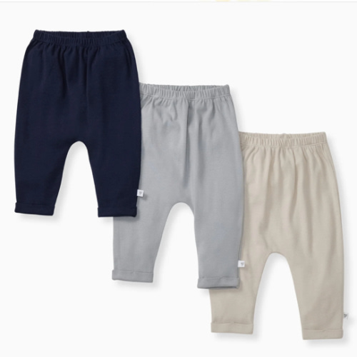 Solid Organic Cotton Baby Pants 3 Pack Pink Sand