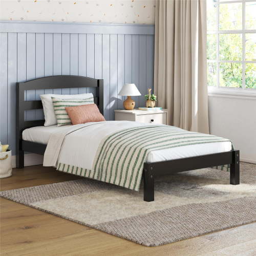 Better Homes & Gardens Leighton Kids Twin Size Bed, Wood Platform Bed Frame, Black