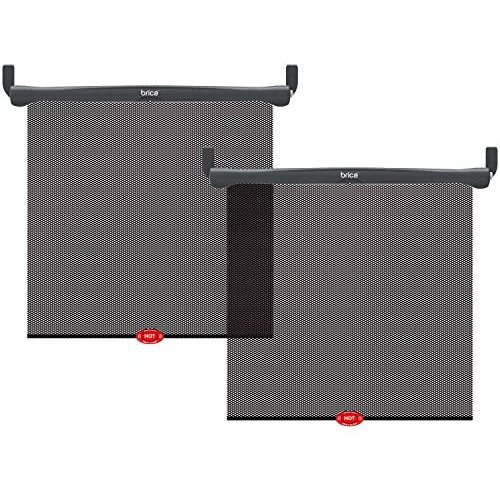 Munchkin Brica Sun Safety Car Window Shade with Heat Alert, Helps Block UVA/UVB Rays, 2 Pack, Black