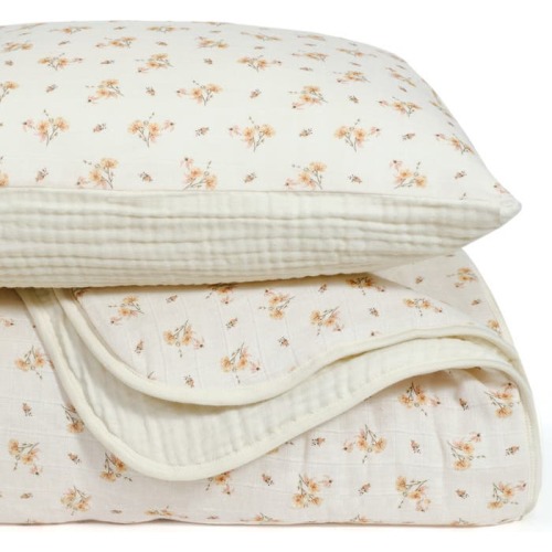 Oilo Organic Cotton Muslin Quilt & Sham Set, Eggshell