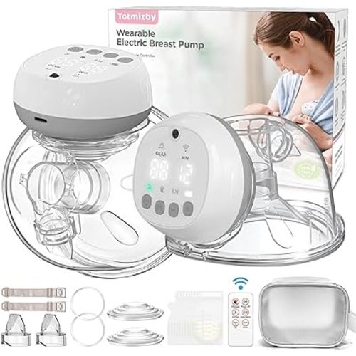 Hands Free Breast Pump Wearable Breast Pump 12 Levels 3 Modes Double Portable Electric Breast Pump w/Remote Control,140°Soft Silicone,LCD,1200mAh Battery,Low Noise Leak-Proof Painless Breastfeeding