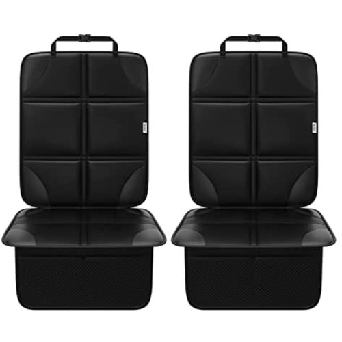 Car Seat Protector, Thickest Carseat Seat Protector for Child Car Seat, Non-Slip PVC Padded Backing Will Not Leave Imprint, 2 Pack Seat Protector for SUV, Sedan, Truck, Leather Car Seat (Black)