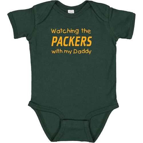 Watching the Packers with my Daddy Baby Boy Bodysuit Outfit Romper Gift