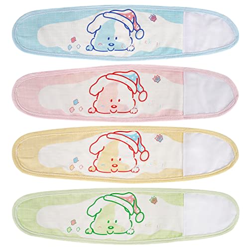 Liitrton 4 PCS Cartoon Pattern Cotton Baby Infant Umbilical Cord Belly Band for 0-12 months (Random Color, Cute Dog)