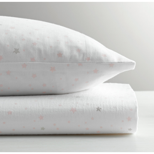 Star Print Crib Fitted Sheet - Petal