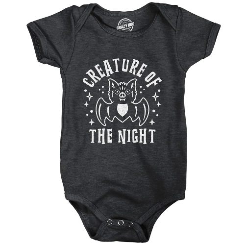 Crazy Dog T-Shirts Creature Of The Night Baby Bodysuit Funny Cute Halloween Bat Graphic Jumper For Infants