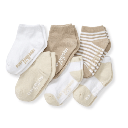 Solid and Stripes Organic Cotton Baby Ankle Socks 6 Pack Oat