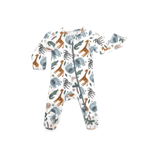 Safari Print Organic Cotton Footie, 3-6M
