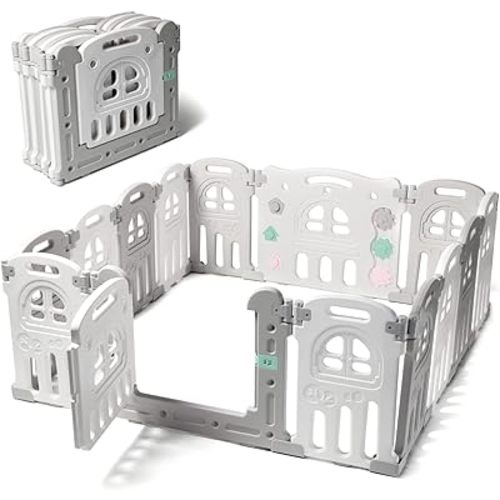 Play22 Foldable Baby Playpen 14 Panel - Kids Safety Activity Play Center - Safety Play Yard Play Pens for Babies - Safety Gates for Indoor and Outdoor Play - Adjustable Shape
