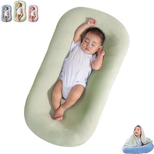 Baby Lounger 0-24 Months, Newborn Lounger Nest Sleeper, Baby Lounger for Newborn, Soft Breathable Lounger Pillow for Infants (Green, 0-12 Months)