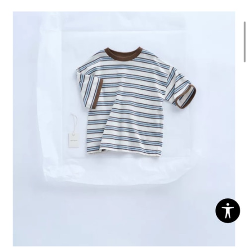 TIMELESZ - CONTRAST TRIM STRIPED T-SHIRT - Brown-Blue | ZARA United States