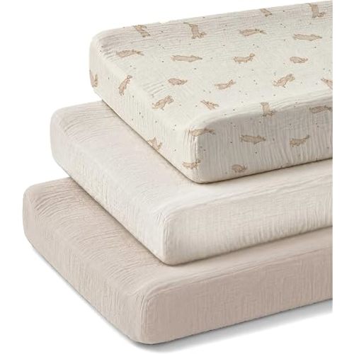 Changing Pad Covers 3 Pack, 32"x16" Muslin Baby Changing Table Pad Covers