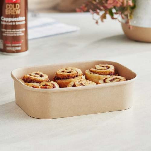 Choice 16 oz. Rectangular Kraft PE-Lined Microwavable Take-Out Container 6 5/8" x 4 5/8" x 1 5/8" - 300/Case