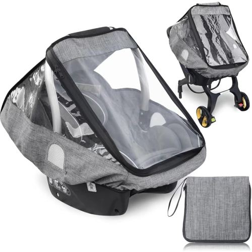 Car Seat Rain Cover,Infant Car Seat Weather Shield,Waterproof,Windproof Protection,Protect from Dust Snow,Rain Cover Features Quick-Access Zipper Door and Ventilation,(Gray Melange)