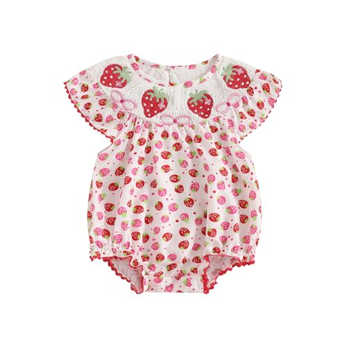 Licupiee Newborn Baby Girls Watermelon Romper Fly Sleeve Ruffle Rompers Sleeveless Babydoll Collar Bodysuits Summer Clothes