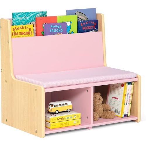 Delta Children - GapKids Reading Nook with Padded Bench - Greenguard Gold Certified, Blush Pink