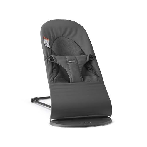 BabyBjörn Bouncer Balance Soft, Dark Gray, Woven/Jersey, Tri-Fabric | 2-in-1 Adjustable Baby Bouncer Seat and Toddler Chair, Newborn to Toddler (8-29 lbs), 4 Positions, Lightweight & Portable