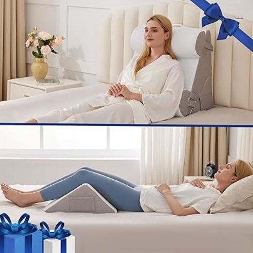 Orthopedic Bed Wedge Pillow Set 4Pcs & Knee Wedge Pillow