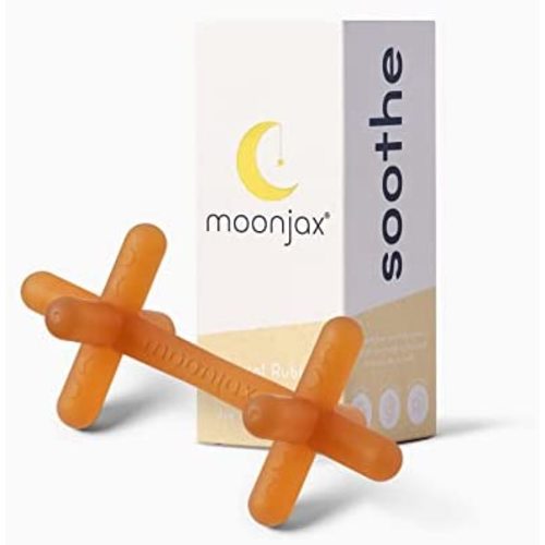 Moonjax Natural Rubber Baby Teething Toys - Baby teether for Infants, Toddlers, Newborns, CPSIA Certified