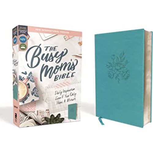 NIV, The Busy Mom's Bible, Leathersoft, Teal, Red Letter, Comfort Print: Daily Inspiration Even If You Only Have One Minute