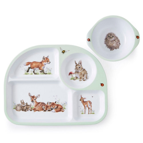 Wrendale Designs Little Wren Divided Tray & Bowl Two Piece Melamine Set