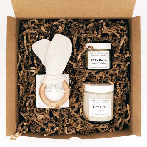 Baby Gift Set~ Lavender Baby Butter, Baby Balm, & Teething Ring - Some Call Me Crunchy