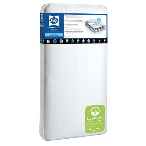 Free Shipping! Sealy Baby Prestige Sleep 2-Stage Antibacterial Crib Mattress with 204 Coils Waterproof Firm Infant and Toddler Sides