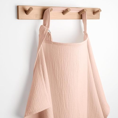 Comfy Cubs Muslin Nursing Cover, Pack of 1, 100% Muslin Breastfeeding Cover - Soft & Breathable Baby Nursing Scarf with Adjustable Neck Strap - Portable, Lightweight & Privacy Coverage - Blush