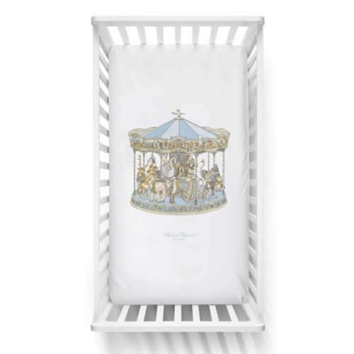 Fitted Sheet Satin – Carousel Blue - Atelier Choux