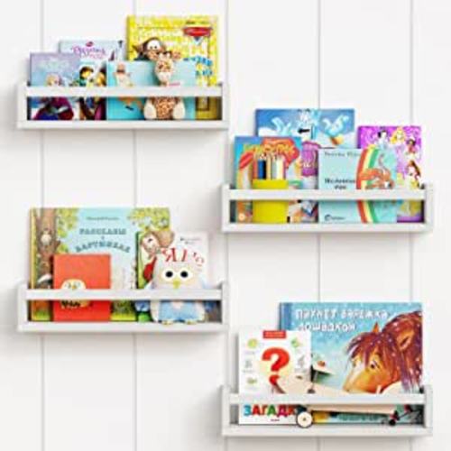 Amazon.com: Floating Nursery Book Shelves for Wall Set of 4, White Wall Bookshelf for Kids Room, Small Wood Book Shelf Wall Mounted for Baby Teen Boys Girls Bedoom Bathroom Toy and Decor Storage : Home & Kitchen