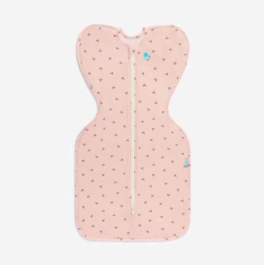 Love to Dream Swaddle Up Bamboo, Arms Up Position, Soft and Luxurious 100% Viscose from Bamboo - Wearable Blanket - 1.0 TOG - (20-24°C) Ideal for Moderate Temps, Newborn 5-8.5lbs, Cherries Blush