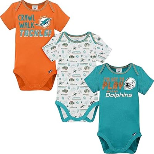 Gerber NFL unisex-baby Nfl Team 3 Pack Short Sleeve Onesie Bodysuit