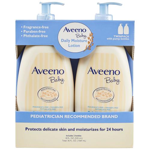 Aveeno Baby Daily Moisture Lotion with Pump, 24hr Protection 18 fl. oz., 2 pk. - Sam's Club