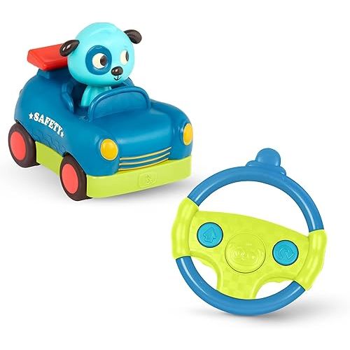 B. toys – Remote Control Car for Toddlers, Kids – Remote with 2 Big Buttons – Fast RC Vehicle with Fun Sounds – 2+ Years – Riding Racers – Woofer