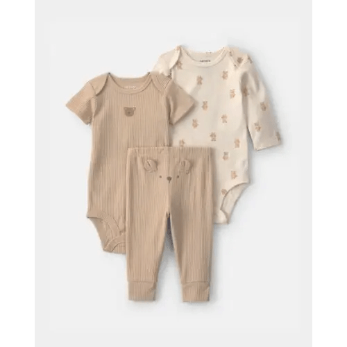 Baby 3-Piece Bear Bodysuit & Pant Set - Brown/Ivory | Carter's
