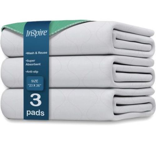 Inspire Washable and Reusable Incontinence Chair or Bed Pads | 3 Pack Waterproof Mattress Pad Chucks Pads (23 X 36 Inches)