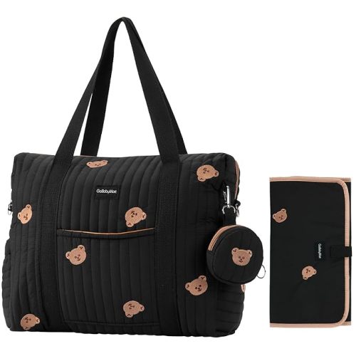 GOBABYMART 3pc Diaper Bag Tote Set, Hospital Bag for Labor & Delivery, Maternity Travel Bag with Changing Pad & Pacifier Case
