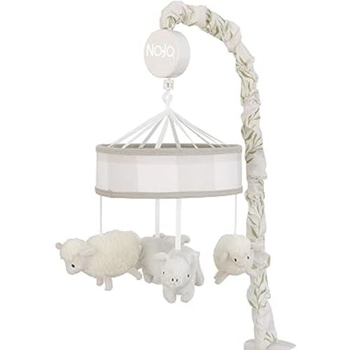 NoJo Rustic Farmhouse Gray and White Buffalo Check Piggie and Sheep Musical Mobile